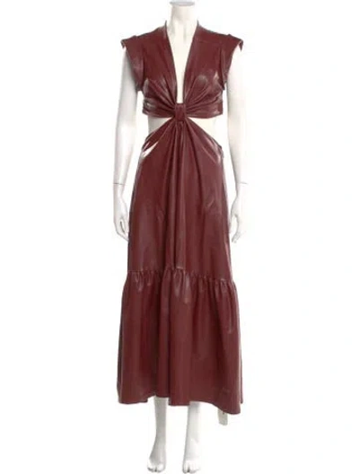 Pre-owned A.l.c V-neck Long Dress In Burgundy