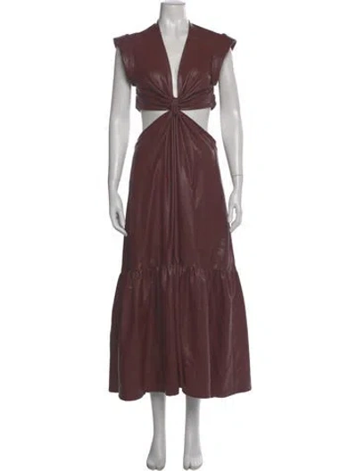 Pre-owned A.l.c V-neck Long Dress In Burgundy