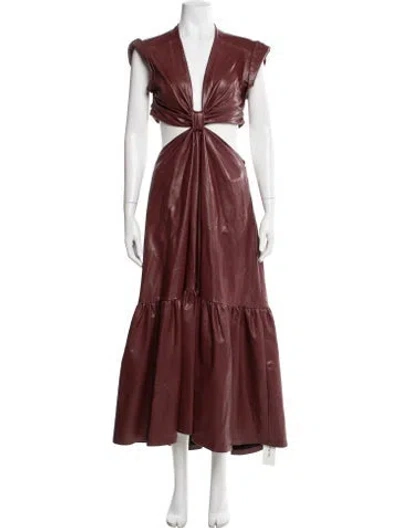 Pre-owned A.l.c V-neck Long Dress In Burgundy