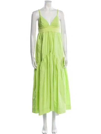 Pre-owned A.l.c V-neck Long Dress In Green