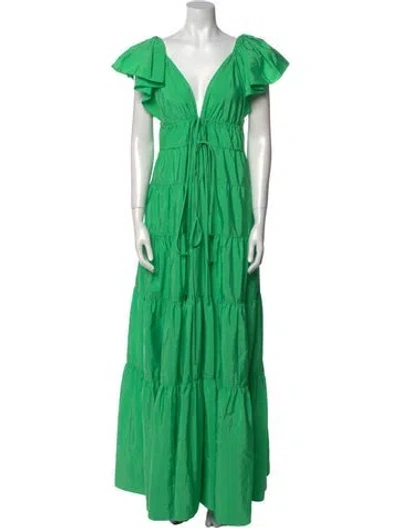 Pre-owned A.l.c V-neck Long Dress In Green
