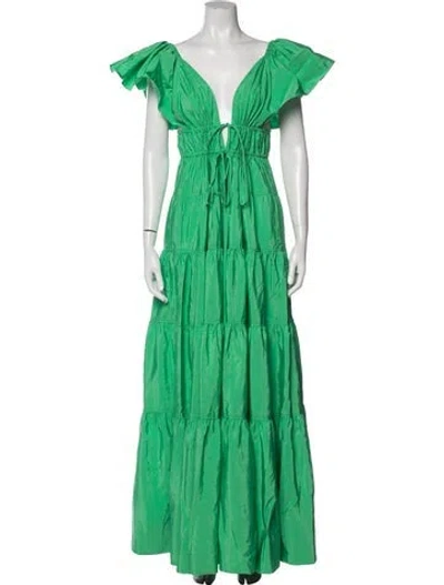 Pre-owned A.l.c V-neck Long Dress In Green