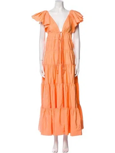 Pre-owned A.l.c V-neck Long Dress In Orange