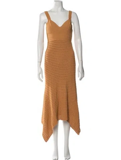 Pre-owned A.l.c V-neck Long Dress In Orange