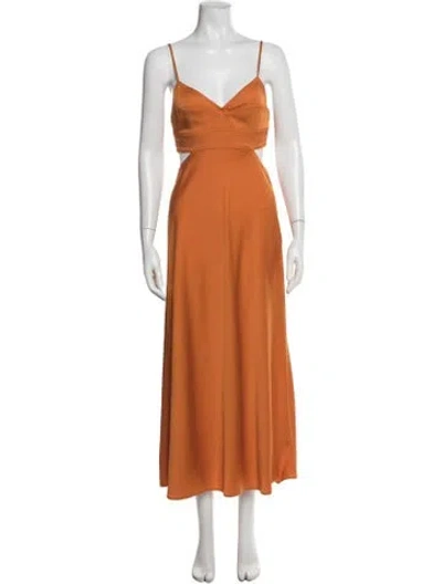 Pre-owned A.l.c V-neck Long Dress In Orange