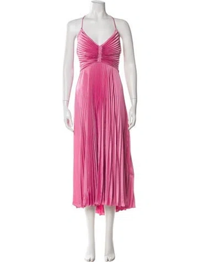 Pre-owned A.l.c V-neck Long Dress In Pink