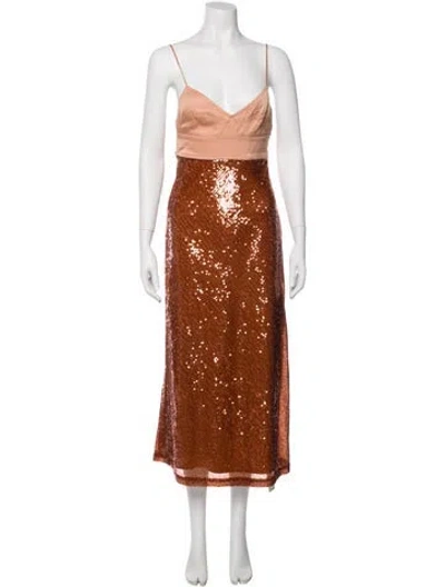 Pre-owned A.l.c V-neck Long Dress In Pink