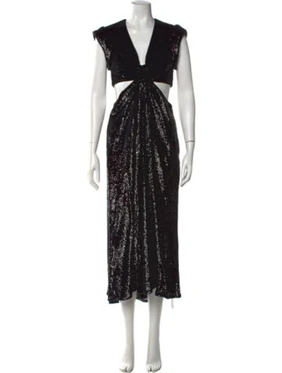Pre-owned A.l.c V-neck Long Dress W/ Tags In Black