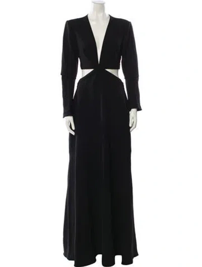Pre-owned A.l.c V-neck Long Dress W/ Tags In Black