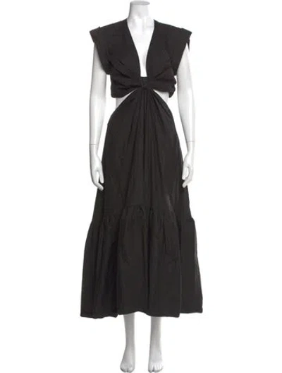 Pre-owned A.l.c V-neck Long Dress W/ Tags In Black