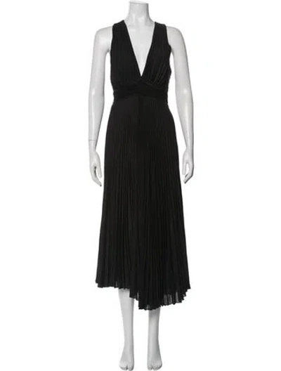 Pre-owned A.l.c V-neck Long Dress W/ Tags In Black