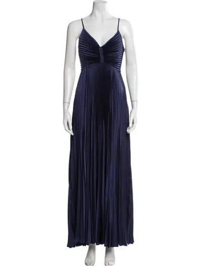 Pre-owned A.l.c V-neck Long Dress W/ Tags In Blue