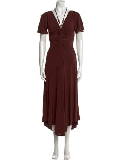 Pre-owned A.l.c V-neck Long Dress W/ Tags In Brown