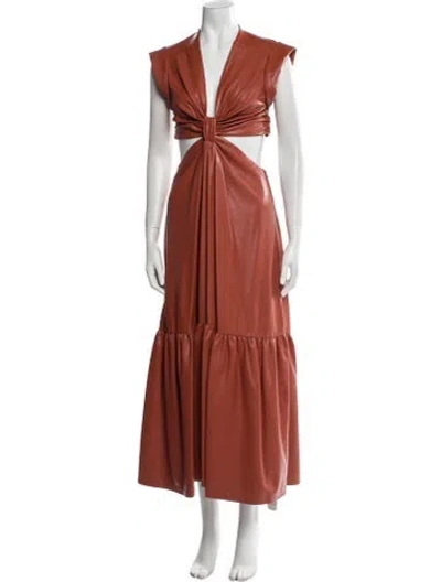 Pre-owned A.l.c V-neck Long Dress W/ Tags In Brown