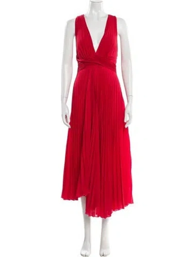 Pre-owned A.l.c V-neck Long Dress W/ Tags In Red