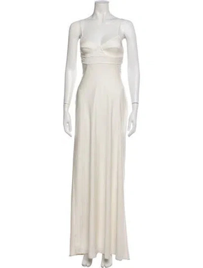Pre-owned A.l.c V-neck Long Dress In White