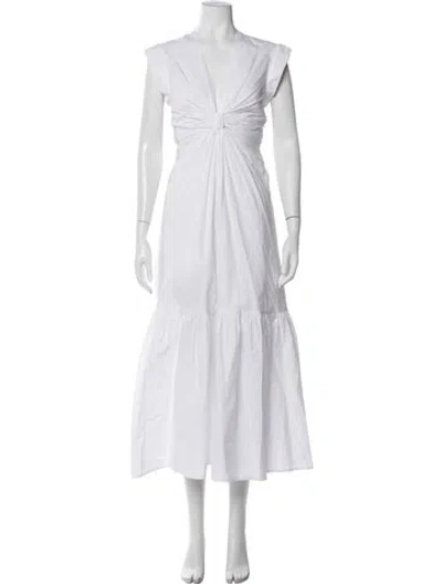 Pre-owned A.l.c V-neck Long Dress In White
