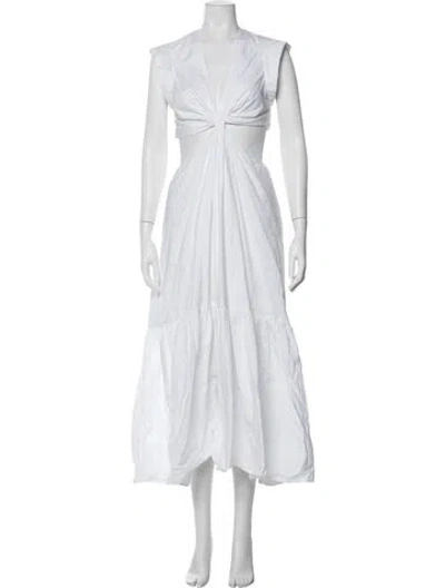 Pre-owned A.l.c V-neck Long Dress In White