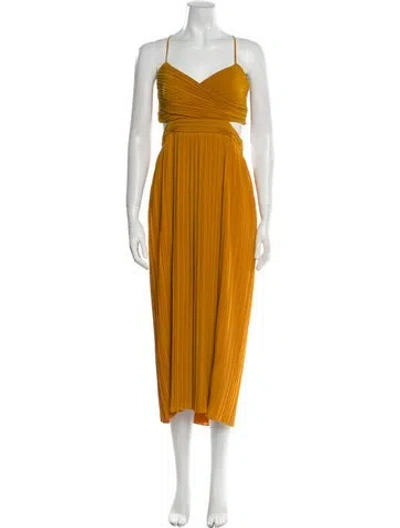 Pre-owned A.l.c V-neck Long Dress In Yellow