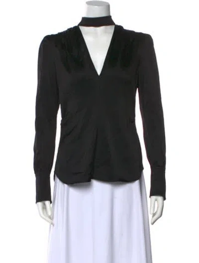 Pre-owned A.l.c V-neck Long Sleeve Blouse In Black