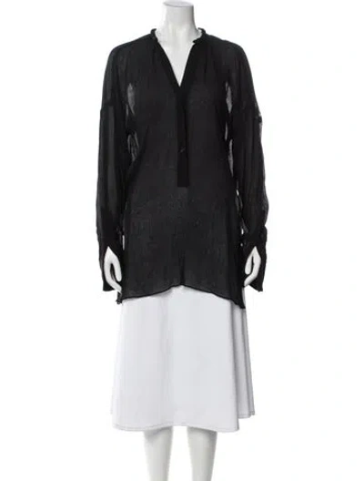 Pre-owned A.l.c V-neck Long Sleeve Blouse In Black