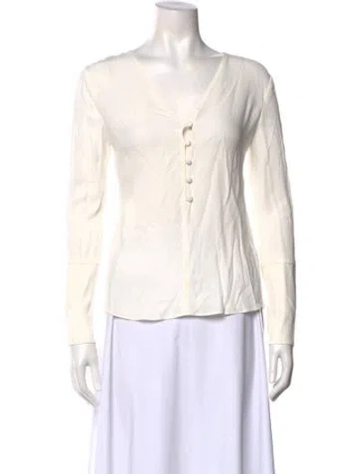 Pre-owned A.l.c V-neck Long Sleeve Blouse W/ Tags In White