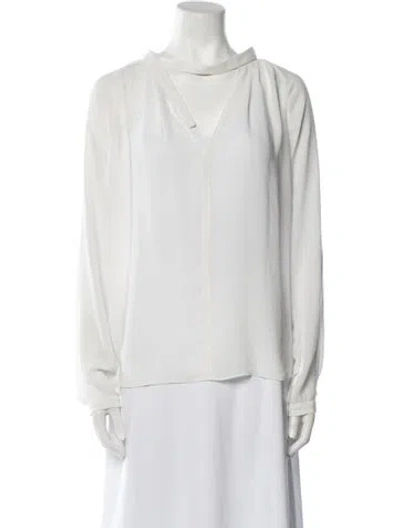 Pre-owned A.l.c V-neck Long Sleeve Blouse In White