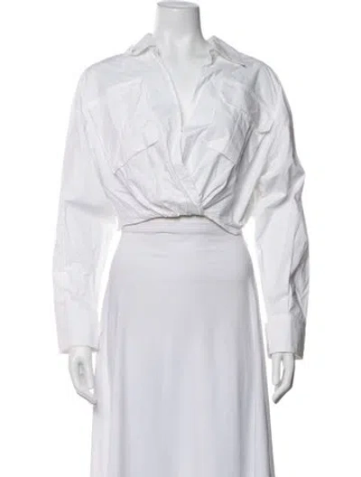 Pre-owned A.l.c V-neck Long Sleeve Button-up Top In White