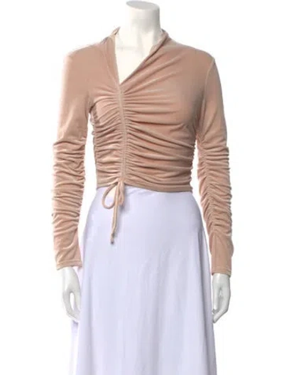 Pre-owned A.l.c V-neck Long Sleeve Crop Top In Neutral
