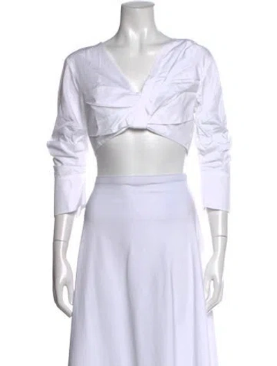 Pre-owned A.l.c V-neck Long Sleeve Crop Top W/ Tags In White