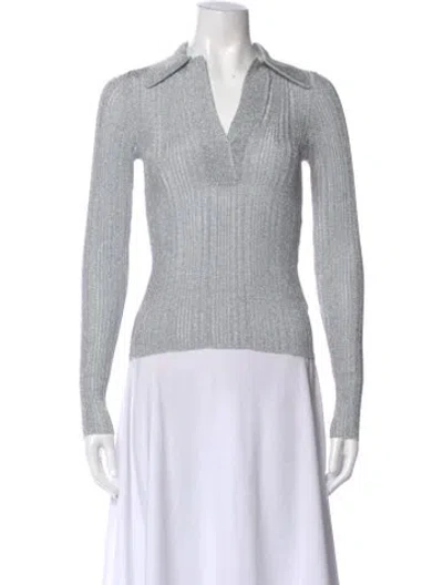 Pre-owned A.l.c V-neck Long Sleeve Polo In Gray