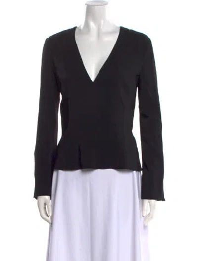 Pre-owned A.l.c V-neck Long Sleeve Top In Black