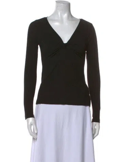 Pre-owned A.l.c V-neck Long Sleeve Top In Black