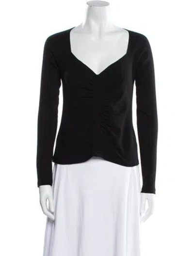 Pre-owned A.l.c V-neck Long Sleeve Top In Black