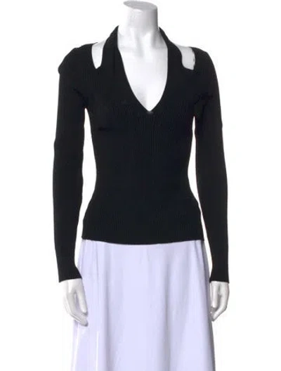Pre-owned A.l.c V-neck Long Sleeve Top In Black