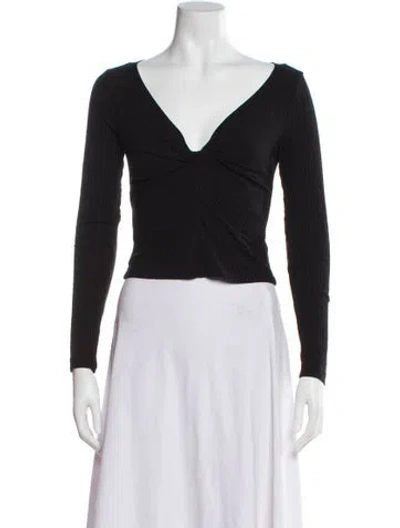 Pre-owned A.l.c V-neck Long Sleeve Top In Black