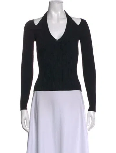 Pre-owned A.l.c V-neck Long Sleeve Top In Black