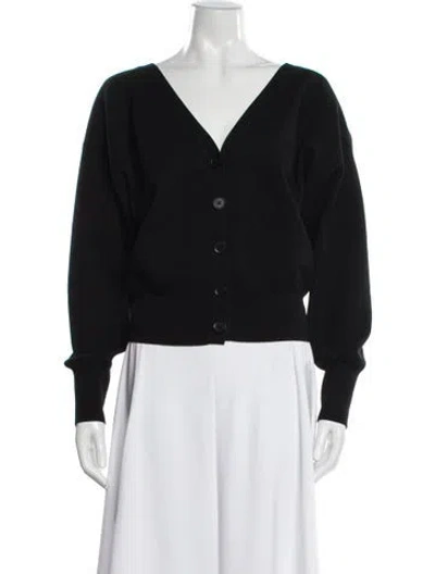 Pre-owned A.l.c V-neck Long Sleeve Top In Black