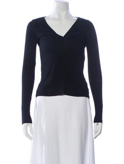 Pre-owned A.l.c V-neck Long Sleeve Top In Blue