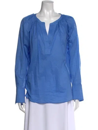 Pre-owned A.l.c V-neck Long Sleeve Top In Blue