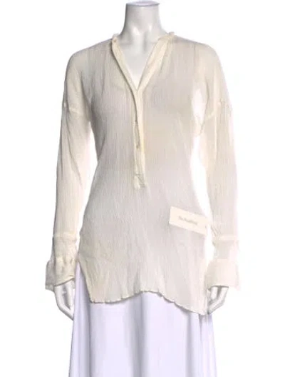 Pre-owned A.l.c V-neck Long Sleeve Top In Neutral