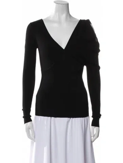 Pre-owned A.l.c V-neck Long Sleeve Top W/ Tags In Black