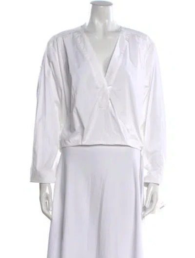 Pre-owned A.l.c V-neck Long Sleeve Top W/ Tags In Neutral