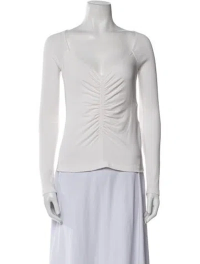 Pre-owned A.l.c V-neck Long Sleeve Top In White