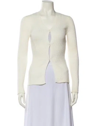 Pre-owned A.l.c V-neck Long Sleeve Top In White