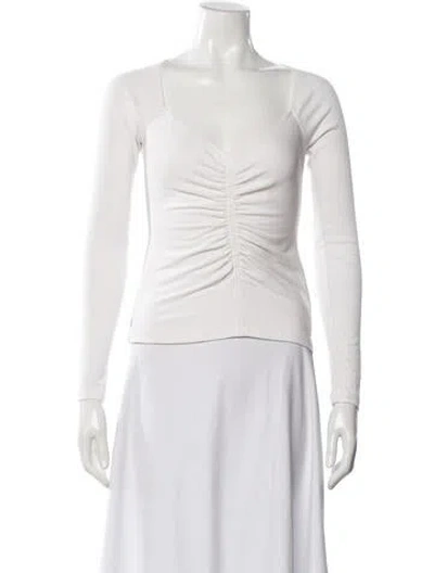 Pre-owned A.l.c V-neck Long Sleeve Top In White