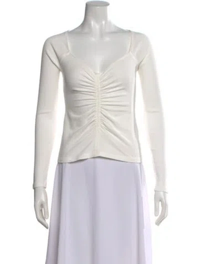Pre-owned A.l.c V-neck Long Sleeve Top In White