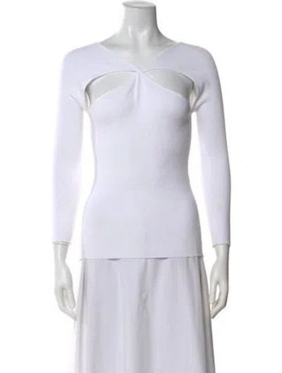 Pre-owned A.l.c V-neck Long Sleeve Top In White