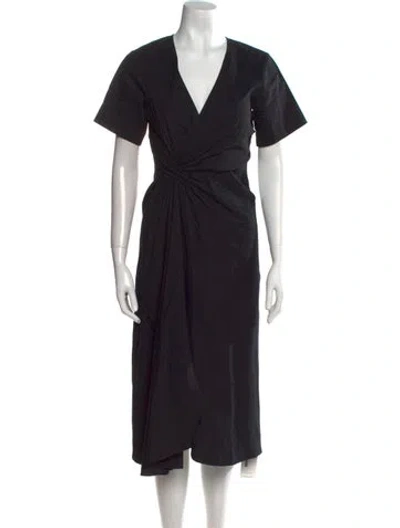 Pre-owned A.l.c V-neck Midi Length Dress In Black