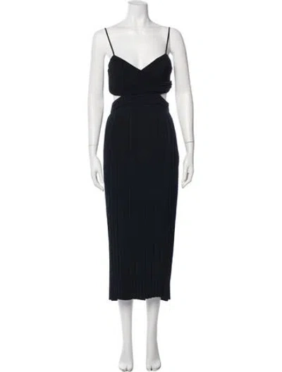 Pre-owned A.l.c V-neck Midi Length Dress In Black